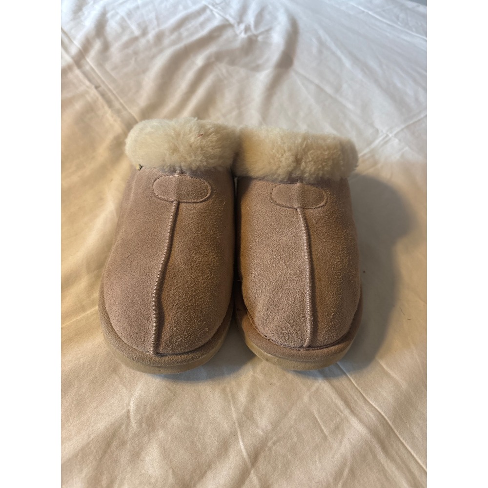 Bearpaw Loki Slipper Women Size 8 Pink  Suede Sheepskin Fur Lined Scuff